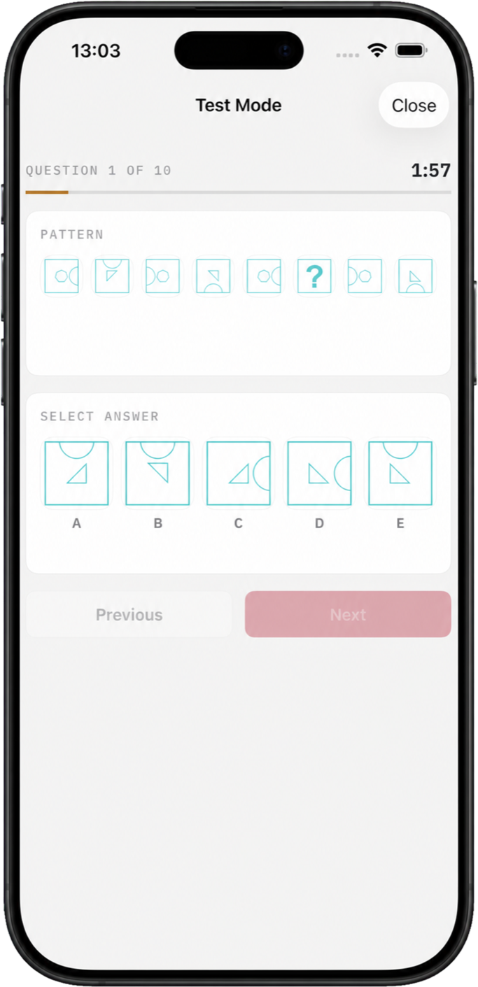 Pattern reasoning test